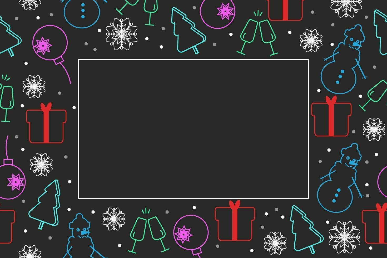 tarjeta de navidad con muñeco de nieve, gafas. banner con elementos de año nuevo vector