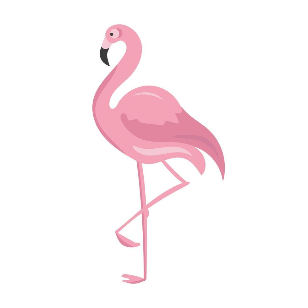 One pink flamingo isolated on white background vector