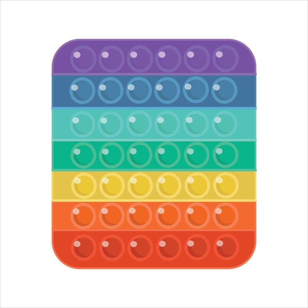 Antistress toy with rainbow bubbles, relax pop it trendy game vector