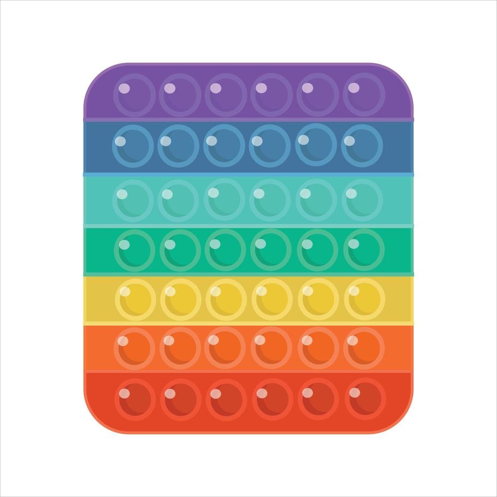 Antistress toy with rainbow bubbles, relax pop it trendy game vector