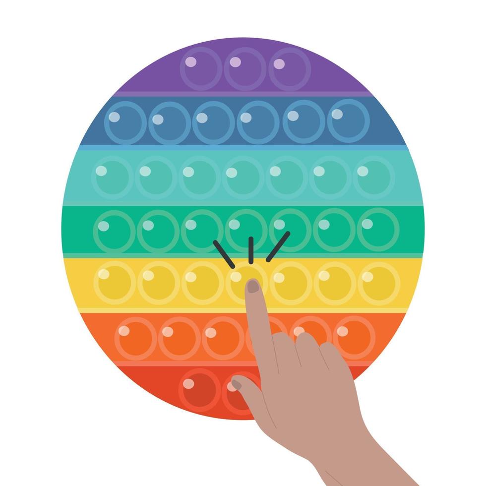 Antistress toy with rainbow bubbles, relax pop it trendy game vector