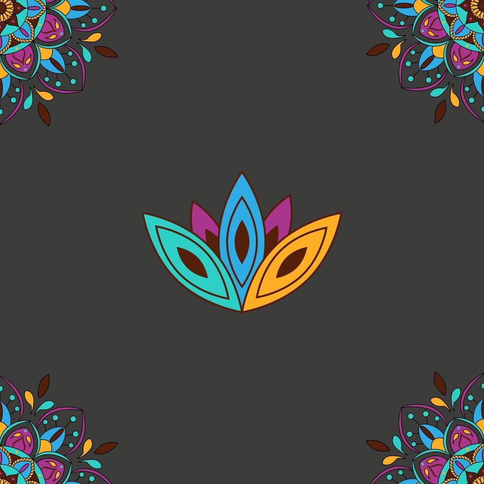 Colorful mandala and lotus pattern vector