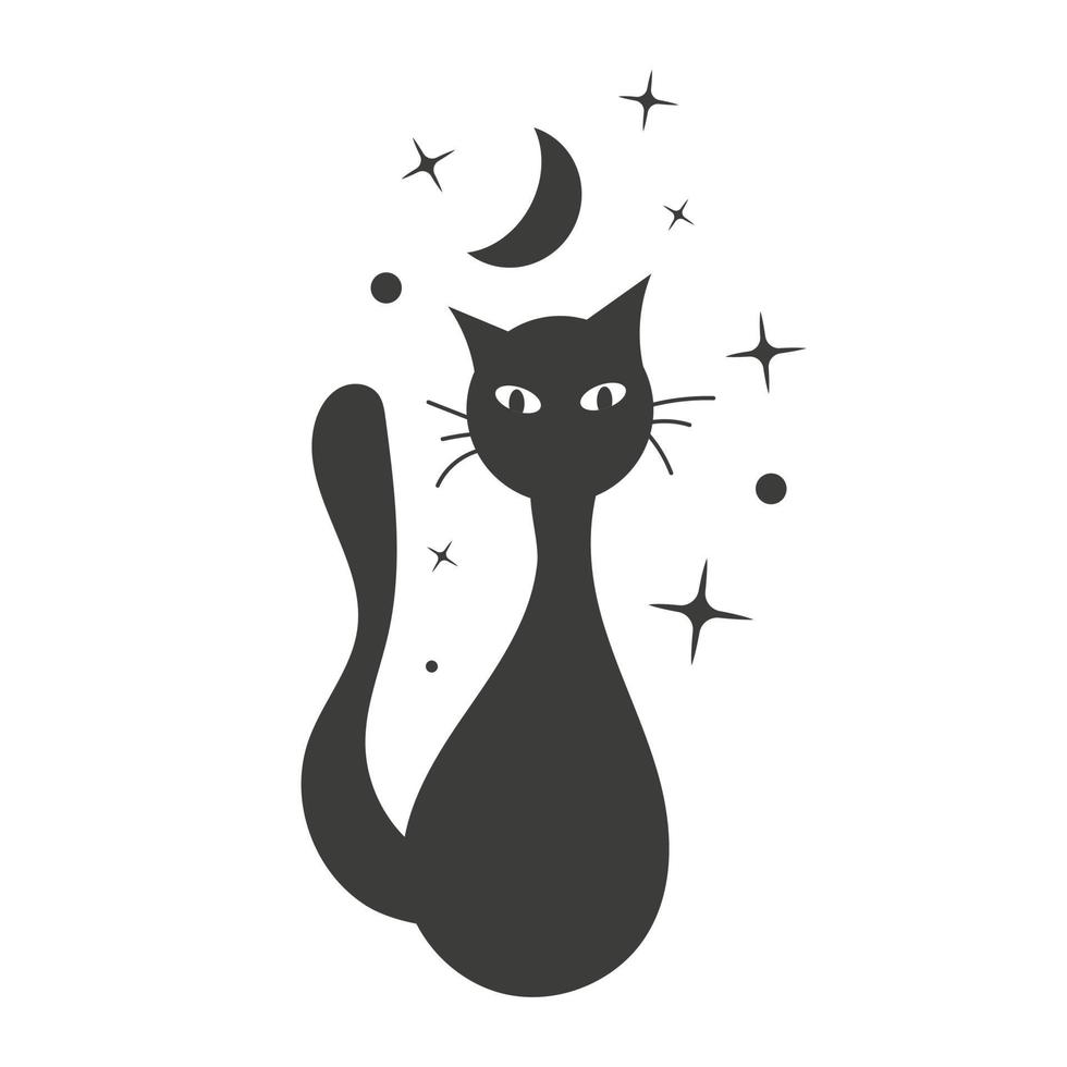 The silhouette of a mystical black cat vector