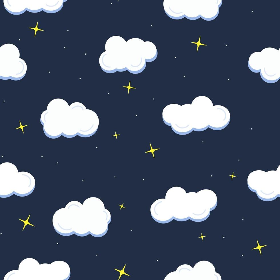 Night star and cloud seamless pattern on dark vector