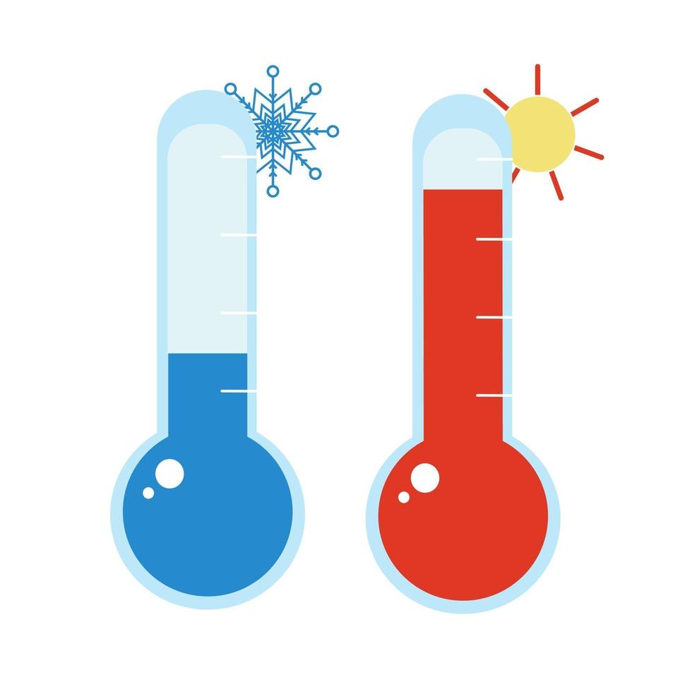 Conjunto de iconos de termómetro de meteorología, aislado vector