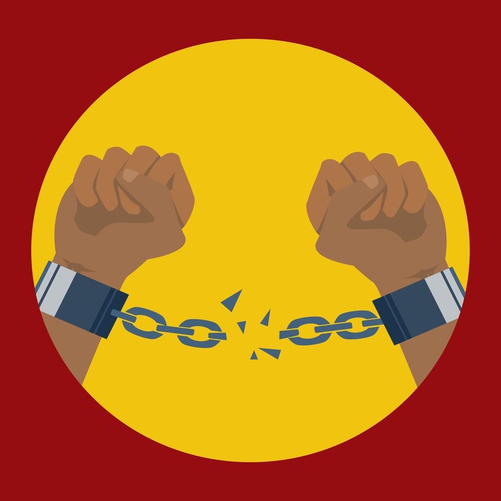 Hands Breaks Handcuffs suitable for Abolition of Slavery Illustration vector