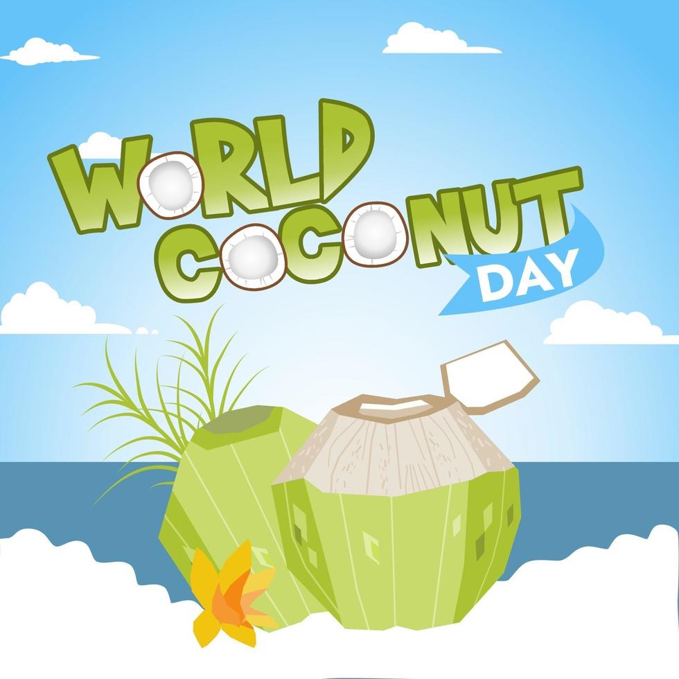 world coconut day in flat design vector