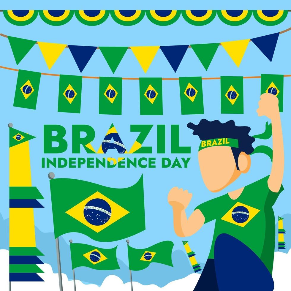 decoración de banderines, banderines y banderas de Brasil vector