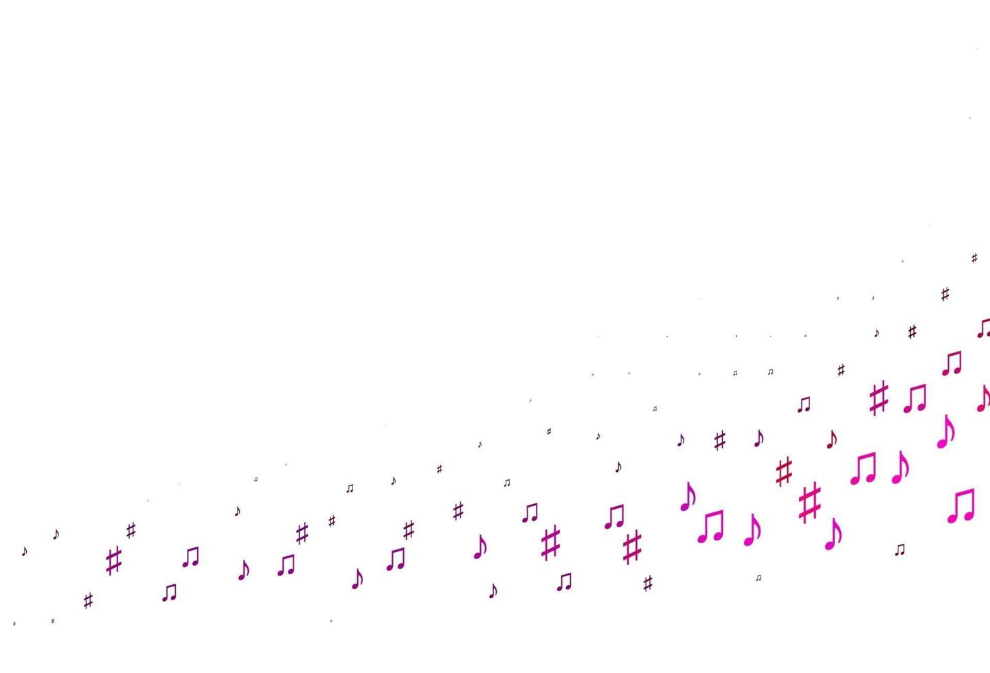 Telón de fondo de vector violeta, rosa claro con notas musicales.