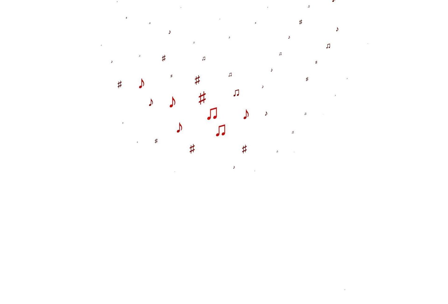 textura de vector rojo claro con notas musicales.