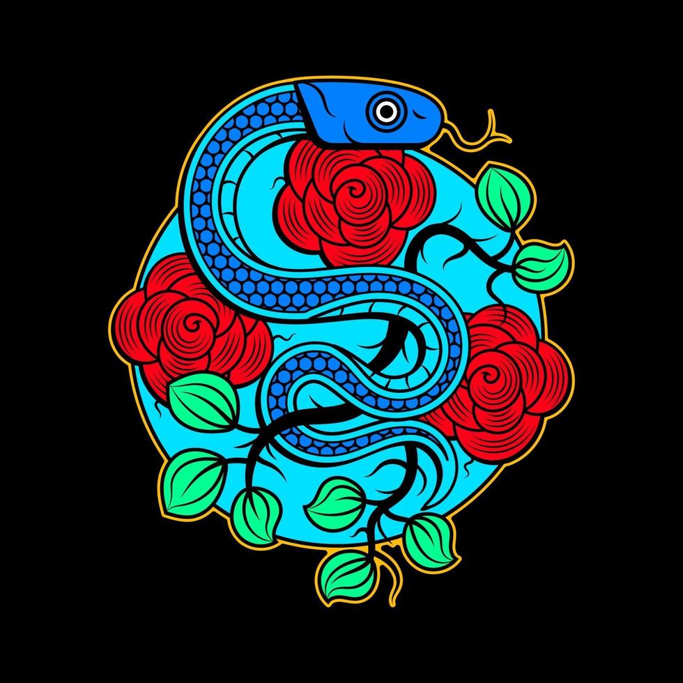 vector de diseño de tatuaje de serpiente y cráneo con banner