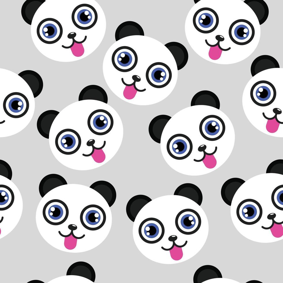 Cute Baby Panda Head Seamless Pattern vector