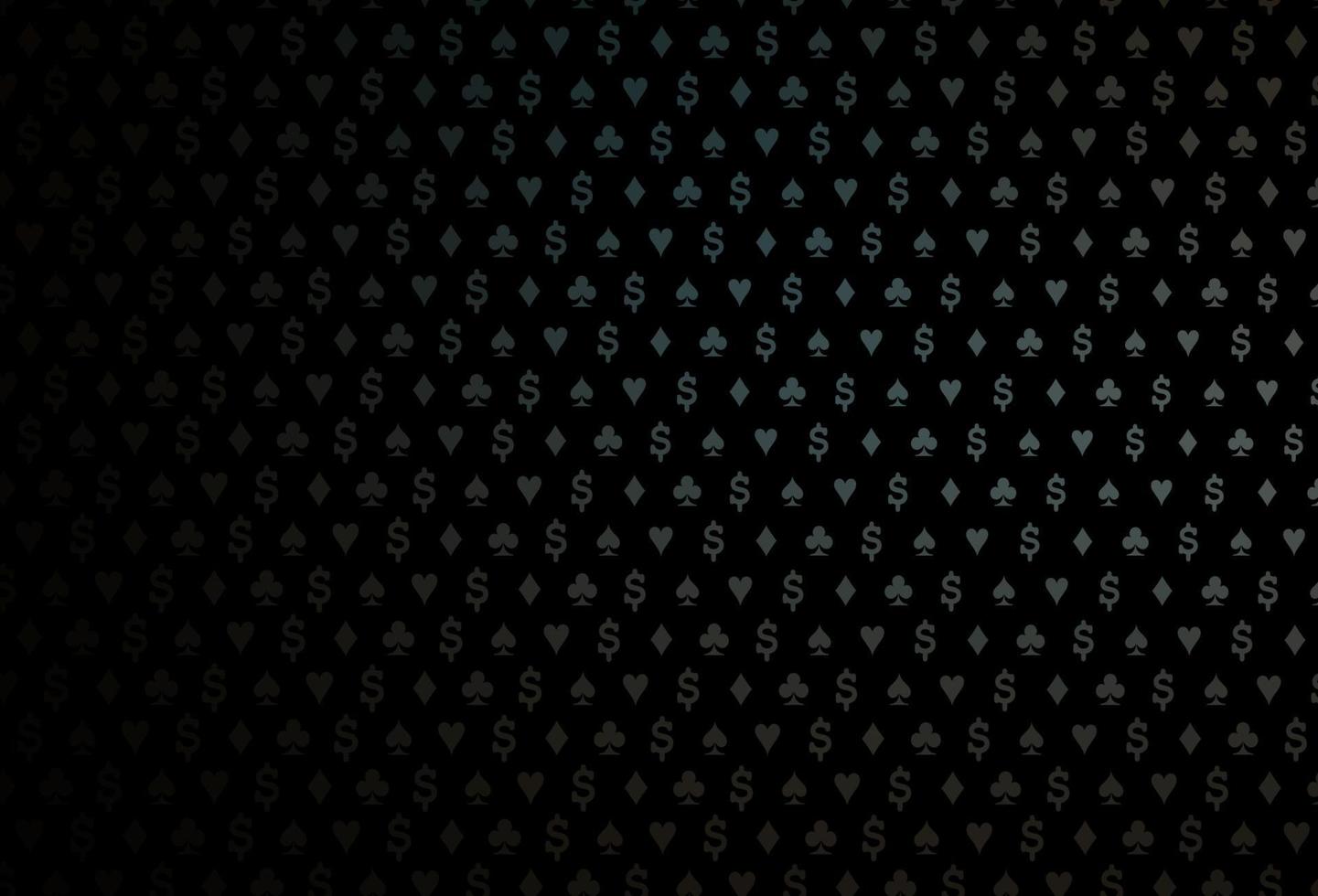 Dark black vector cover with symbols of gamble.