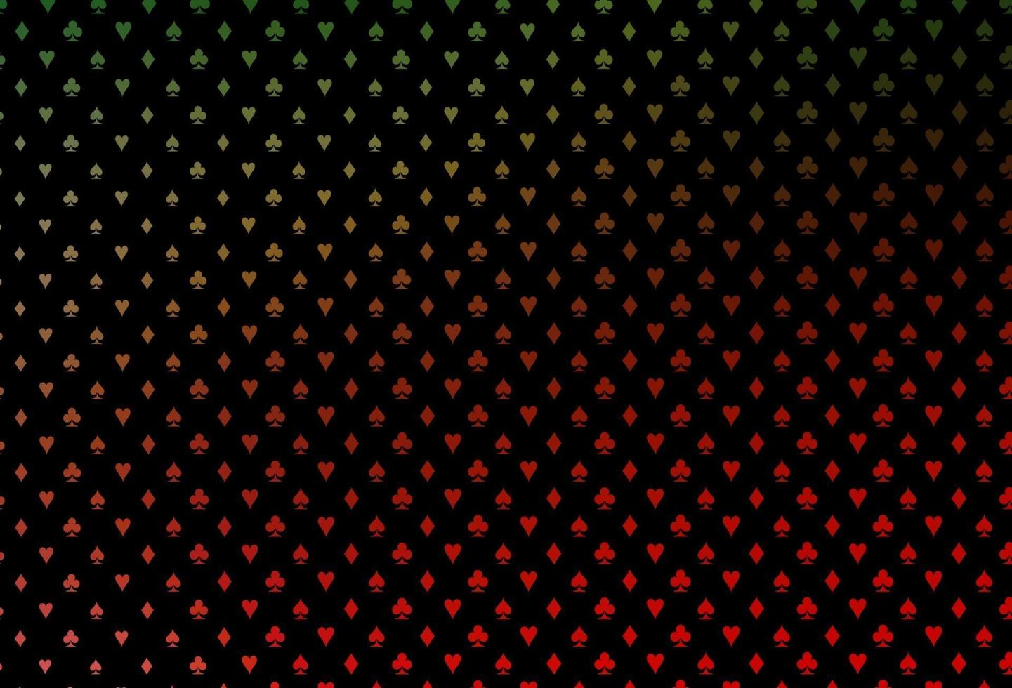 Dark green, red vector cover with symbols of gamble.