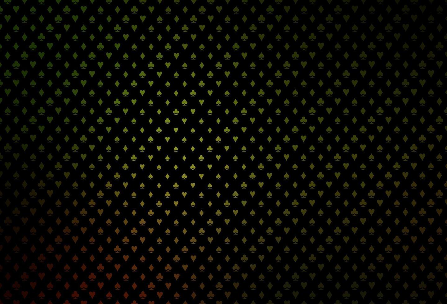 patrón de vector verde oscuro, amarillo con símbolo de tarjetas.