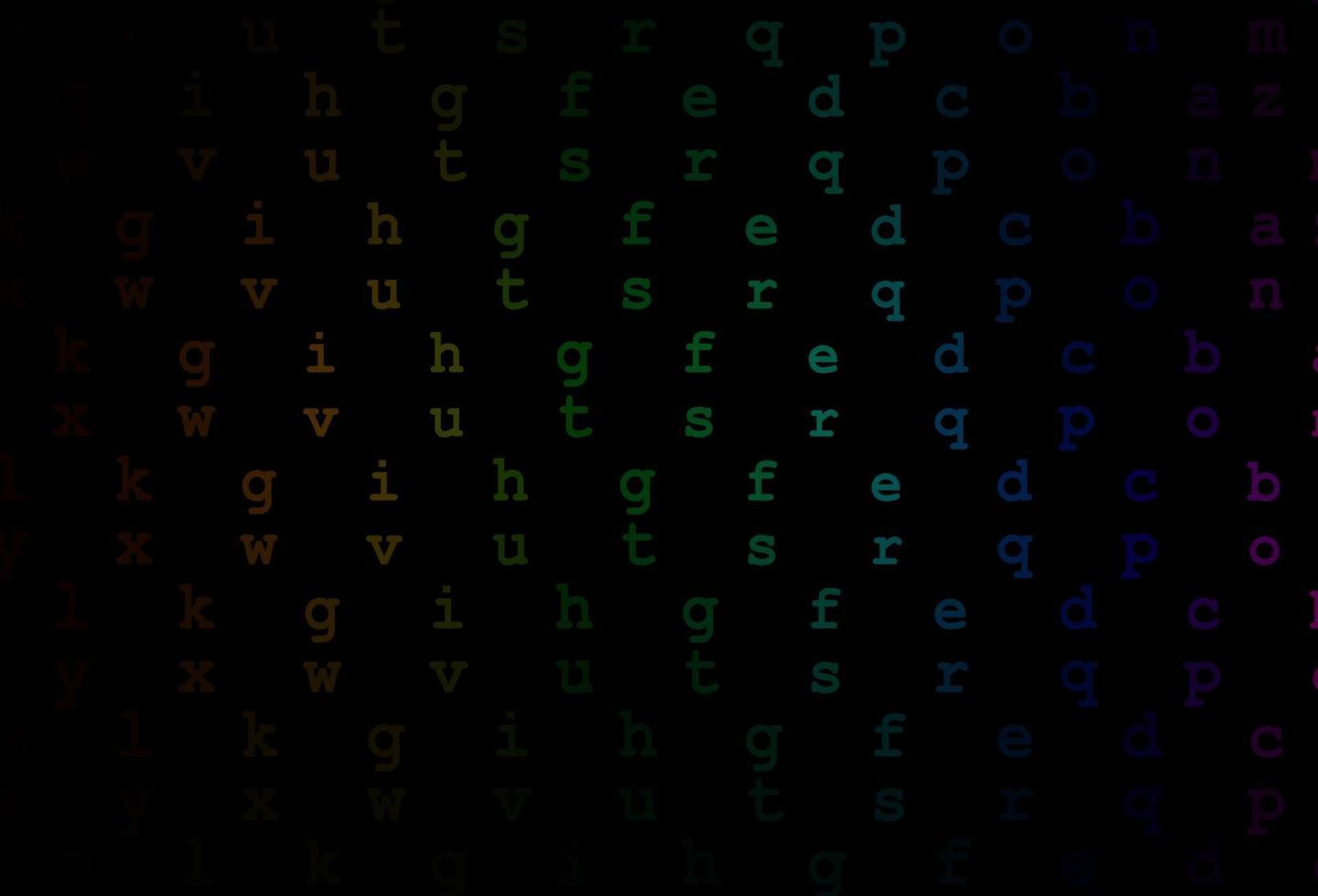 multicolor oscuro, plantilla de vector de arco iris con letras aisladas.