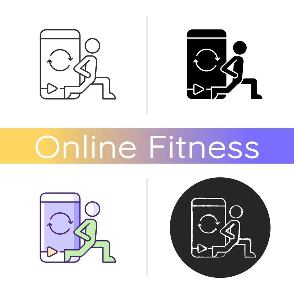 icono de entrenamiento de circuito de fitness en línea. vector
