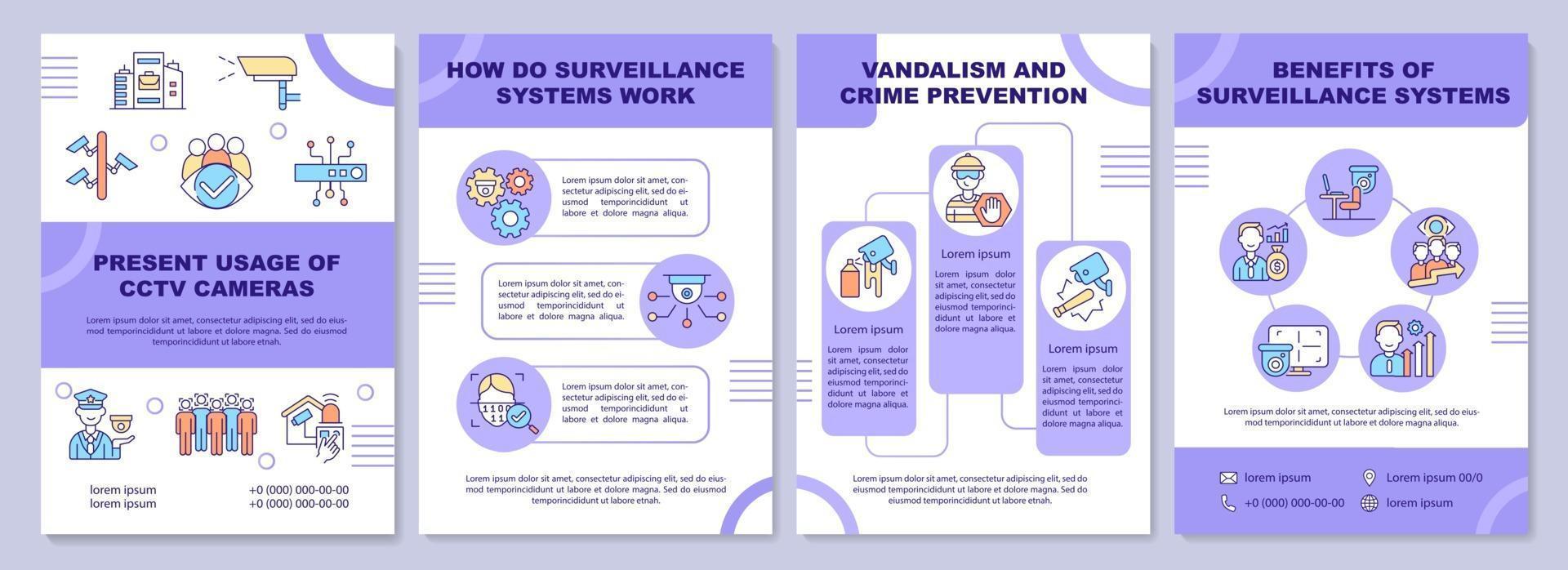 Surveillance systems work brochure template vector