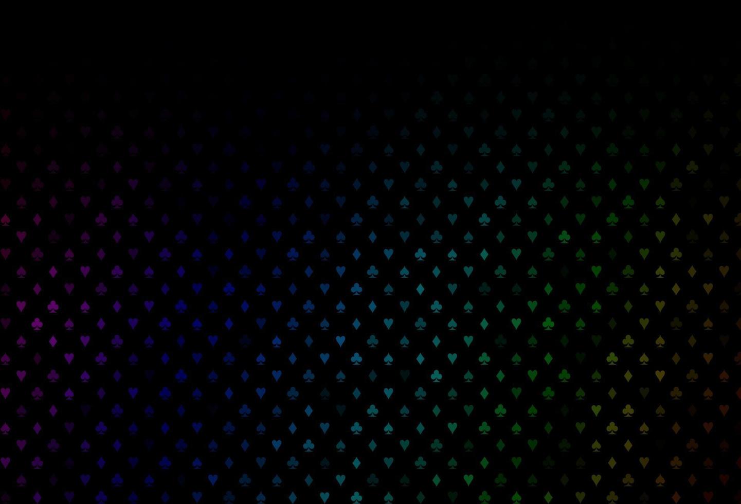 Dark multicolor, rainbow vector background with cards signs.