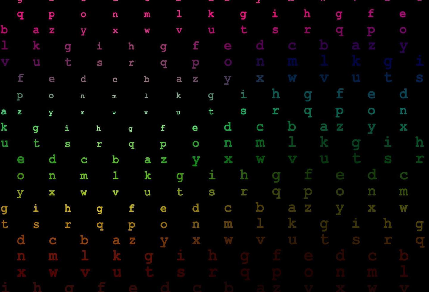 multicolor oscuro, plantilla de vector de arco iris con letras aisladas.