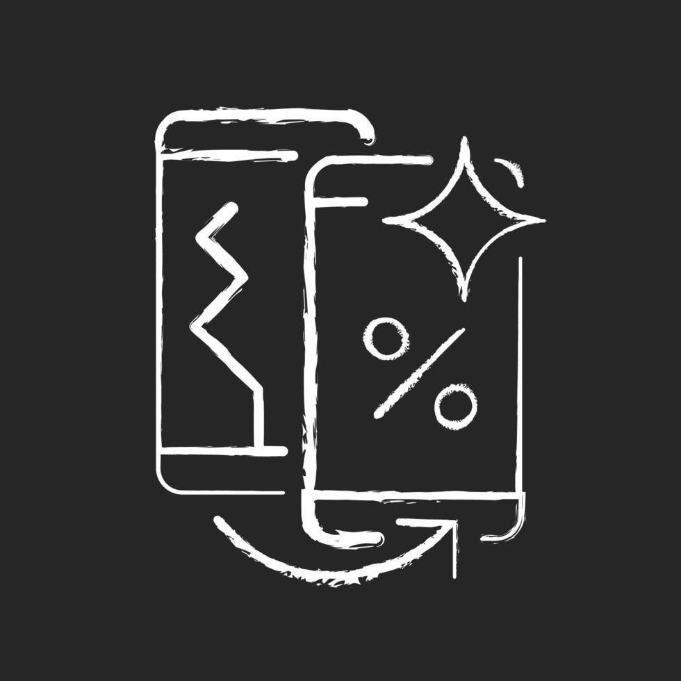 Old phone replacement chalk white icon on dark background vector