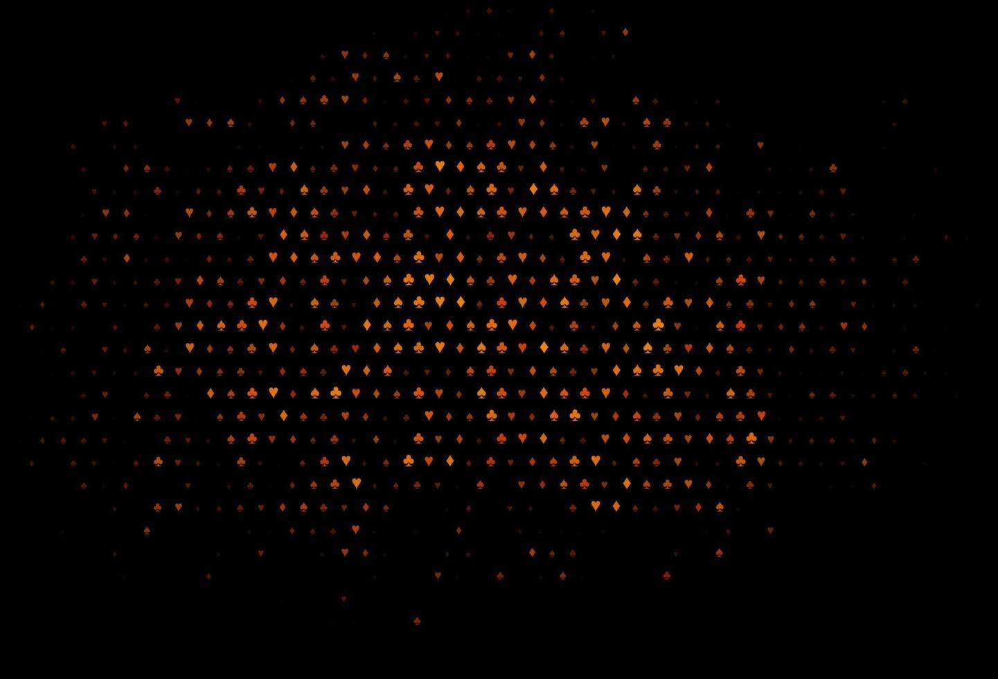 Dark orange vector cover with symbols of gamble.