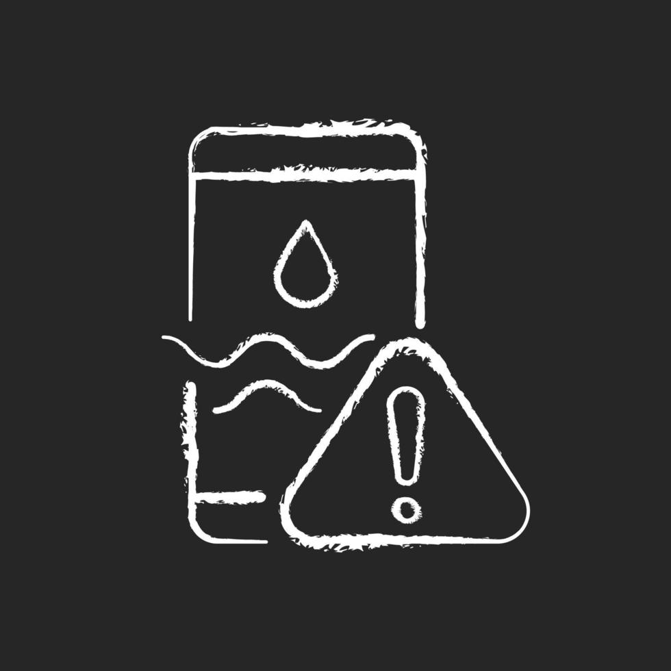 Daños por agua icono de tiza blanca sobre fondo oscuro vector