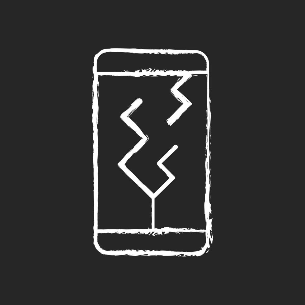 Screen damage chalk white icon on dark background vector