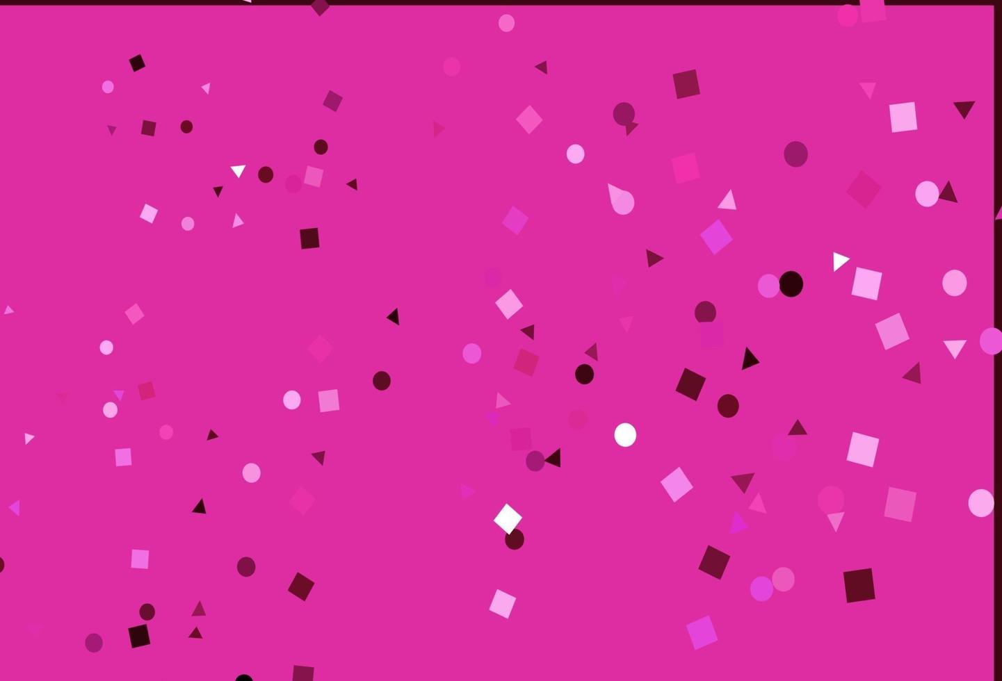 Fondo de vector rosa claro con triángulos, círculos, cubos.