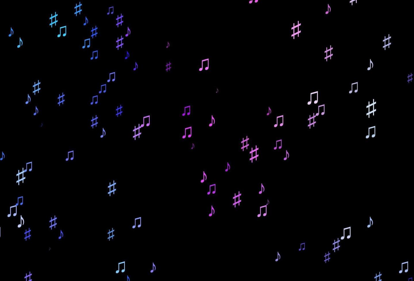 textura de vector de color rosa oscuro, azul con notas musicales.