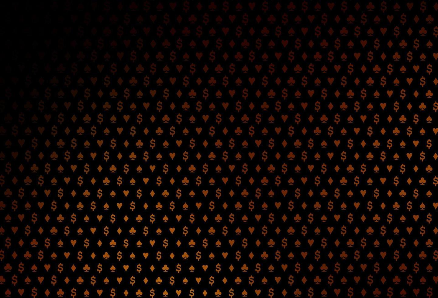 Dark orange vector texture with playing cards.