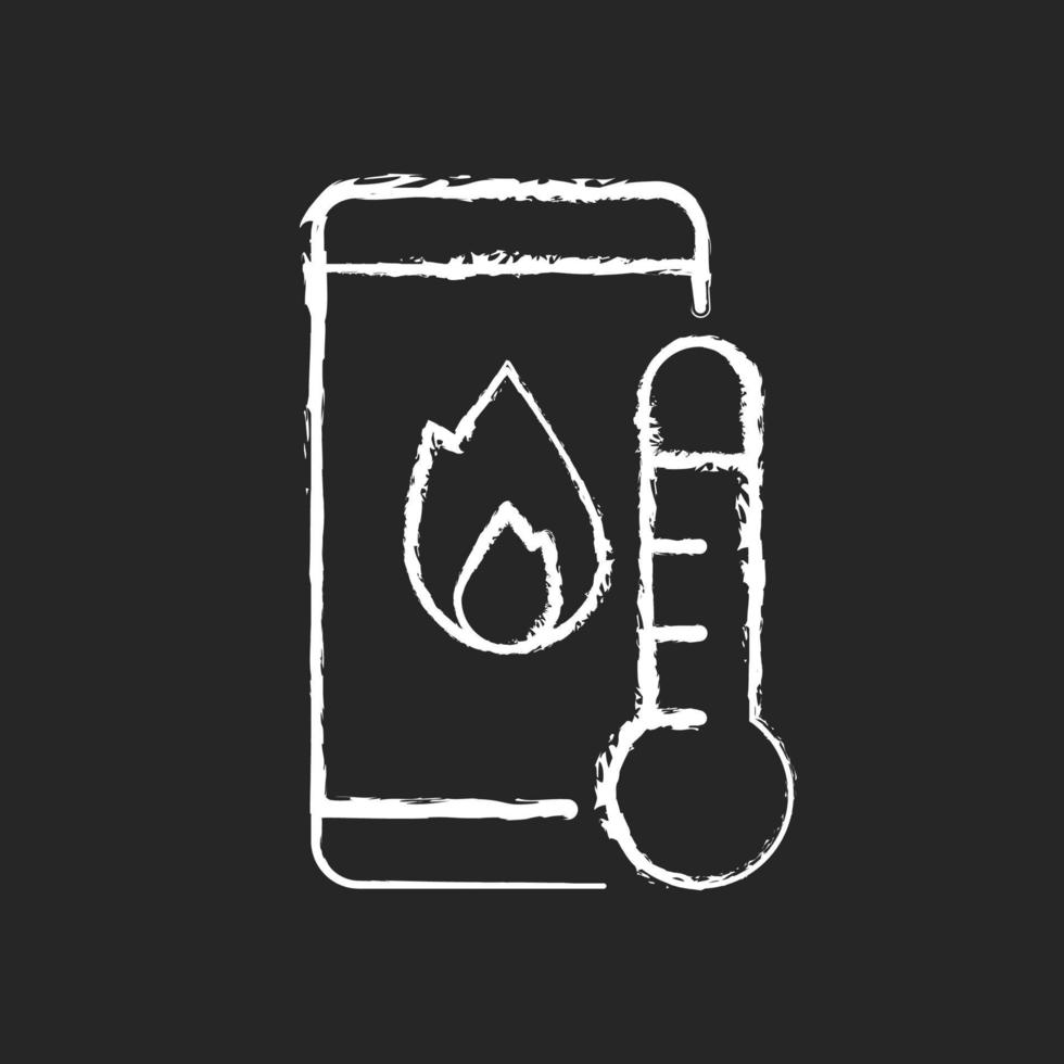 Phone overheating chalk white icon on dark background vector