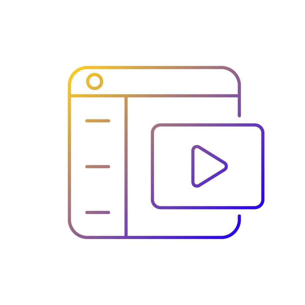 Video platforms gradient linear vector icon