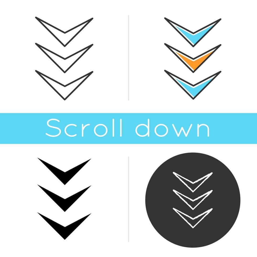 Three down arrows icon vector