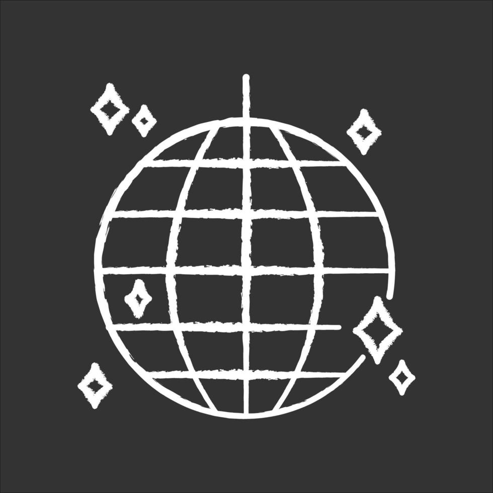 Disco ball chalk white icon on black background vector