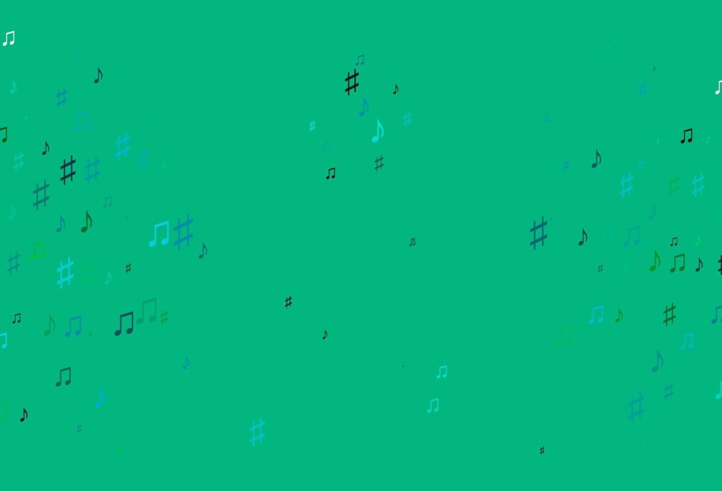 Light Blue, Green vector texture with musical notes.