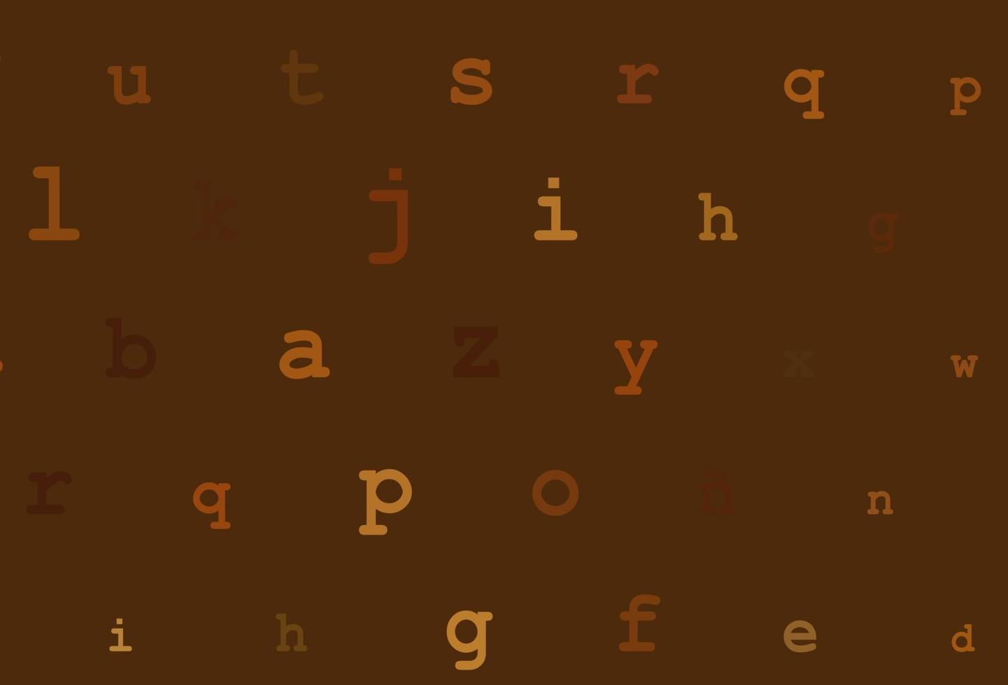 Dark yellow, orange vector cover with english symbols.