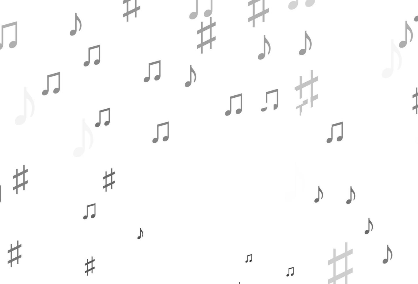 patrón de vector gris plateado claro con elementos musicales.
