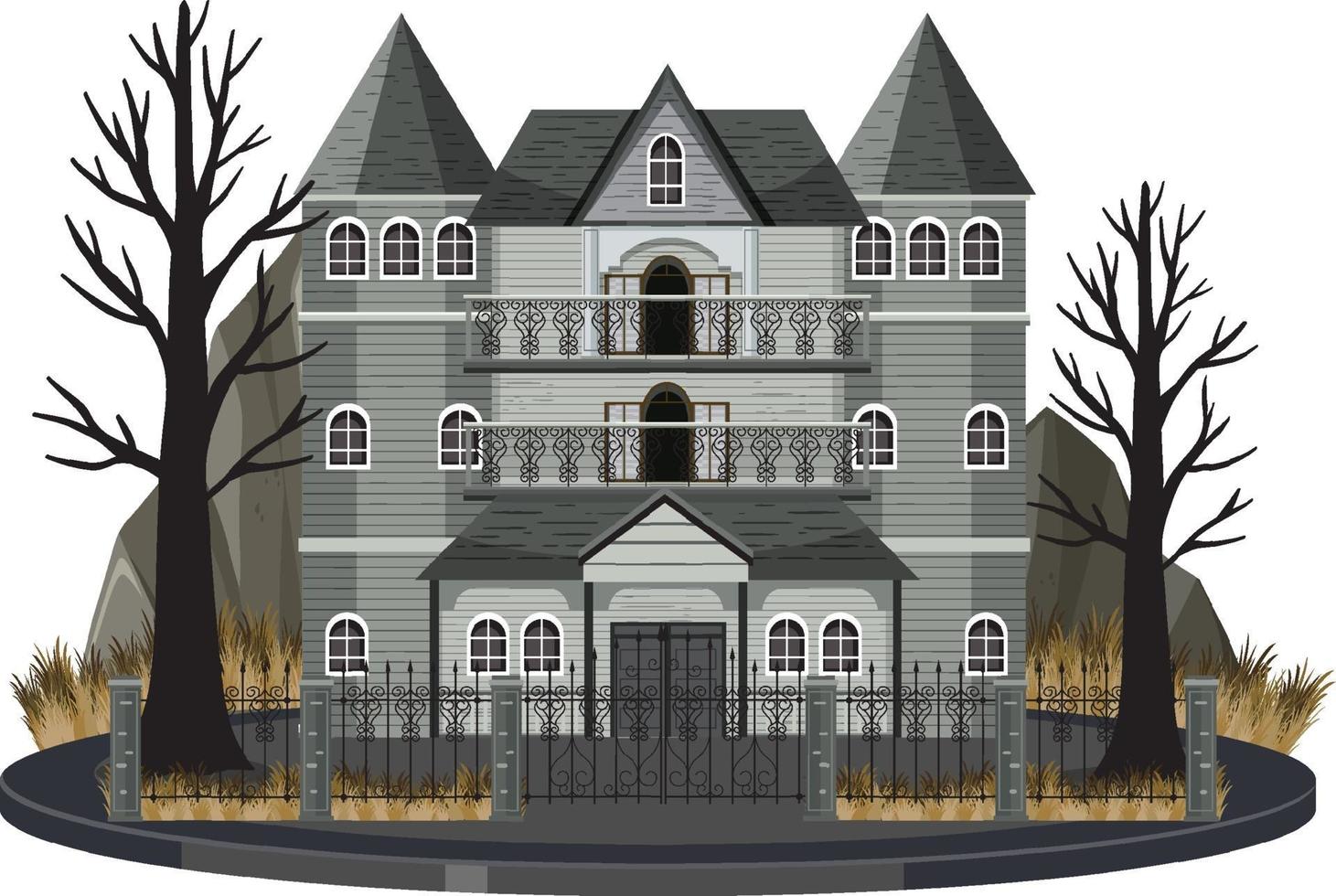 Haunted mansion exterior on white background vector