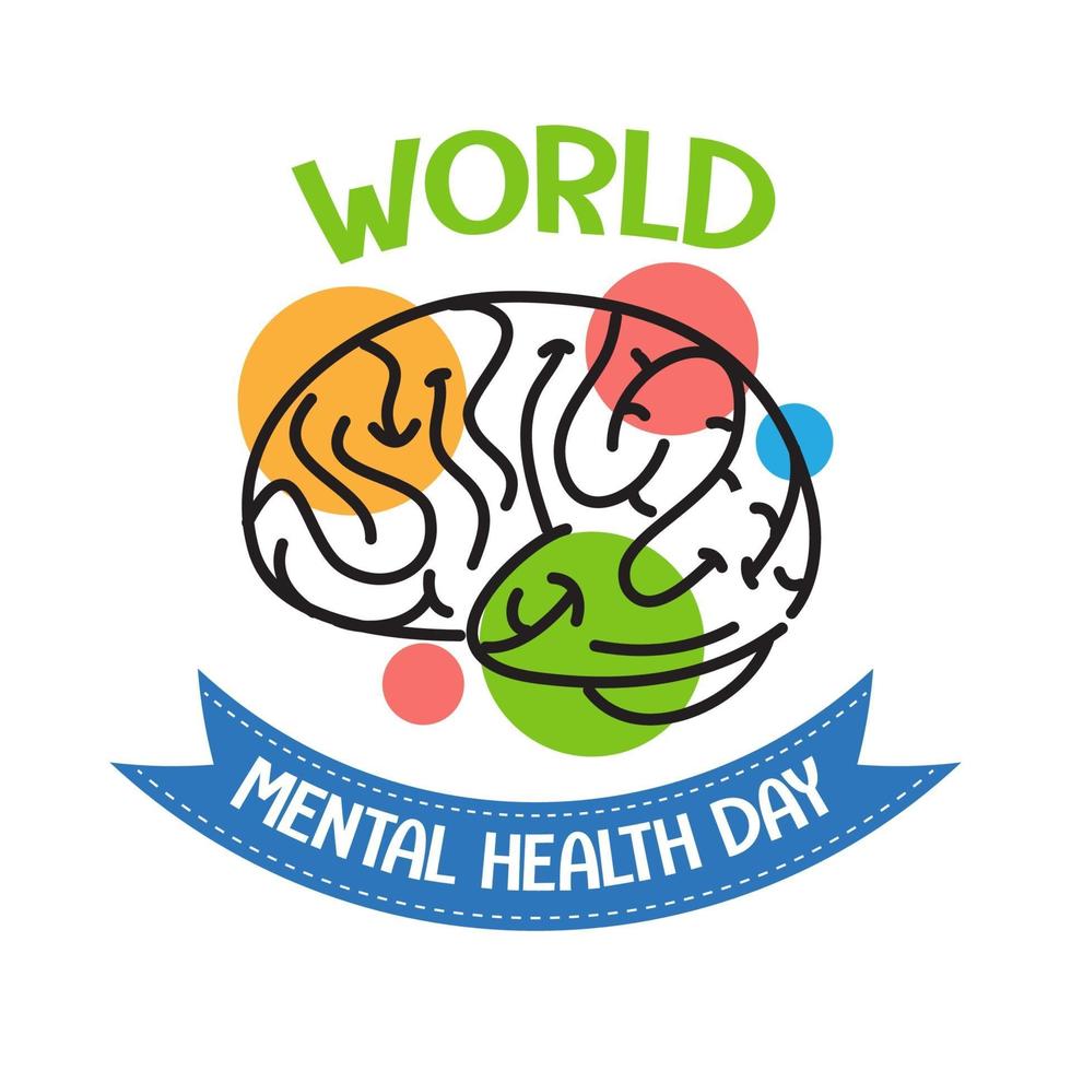 banner o logotipo del día mundial de la salud mental aislado sobre fondo blanco vector