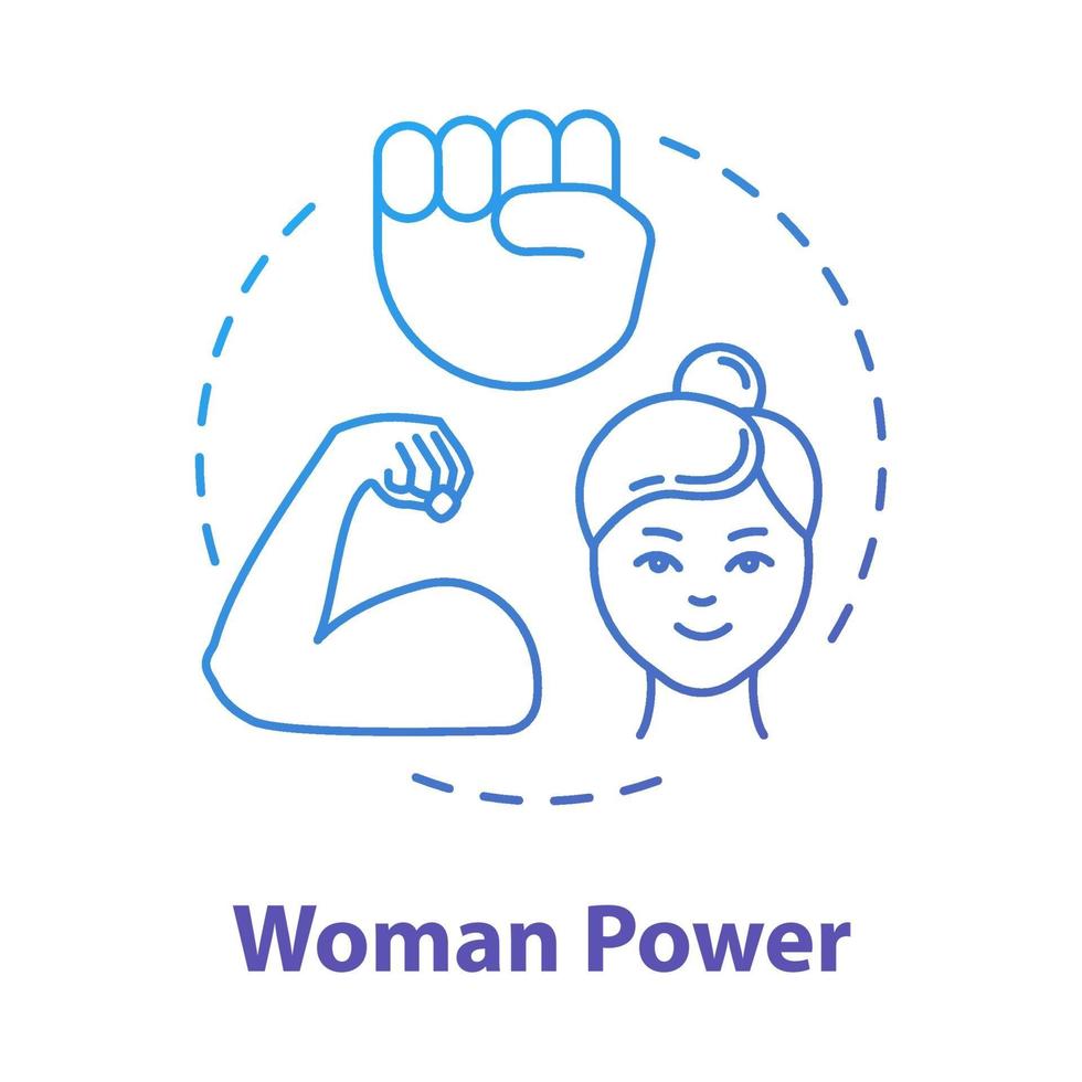 Woman power blue concept icon vector