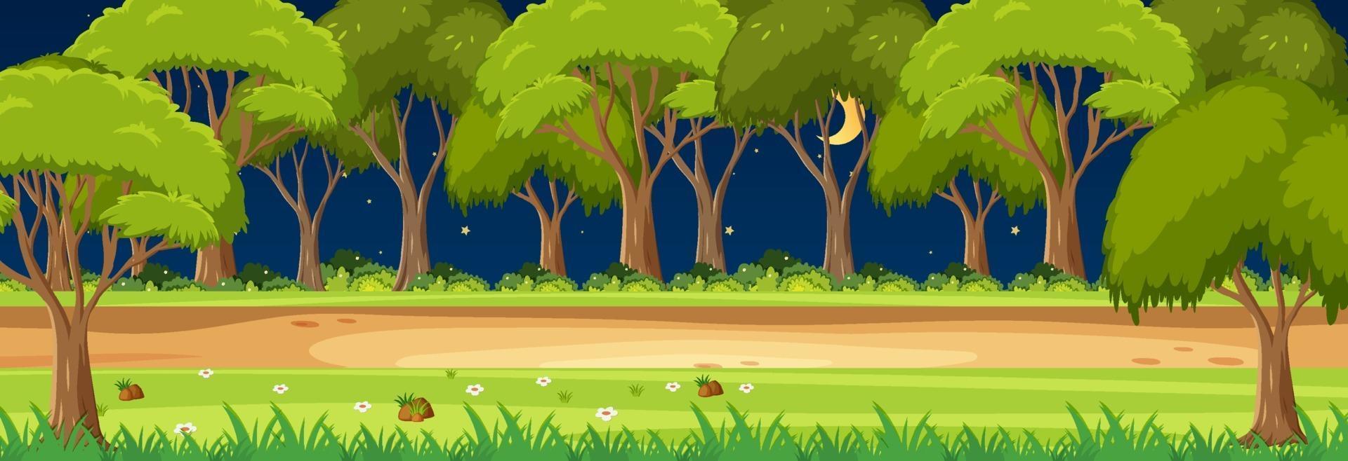 Nature park at night time horizontal scene vector