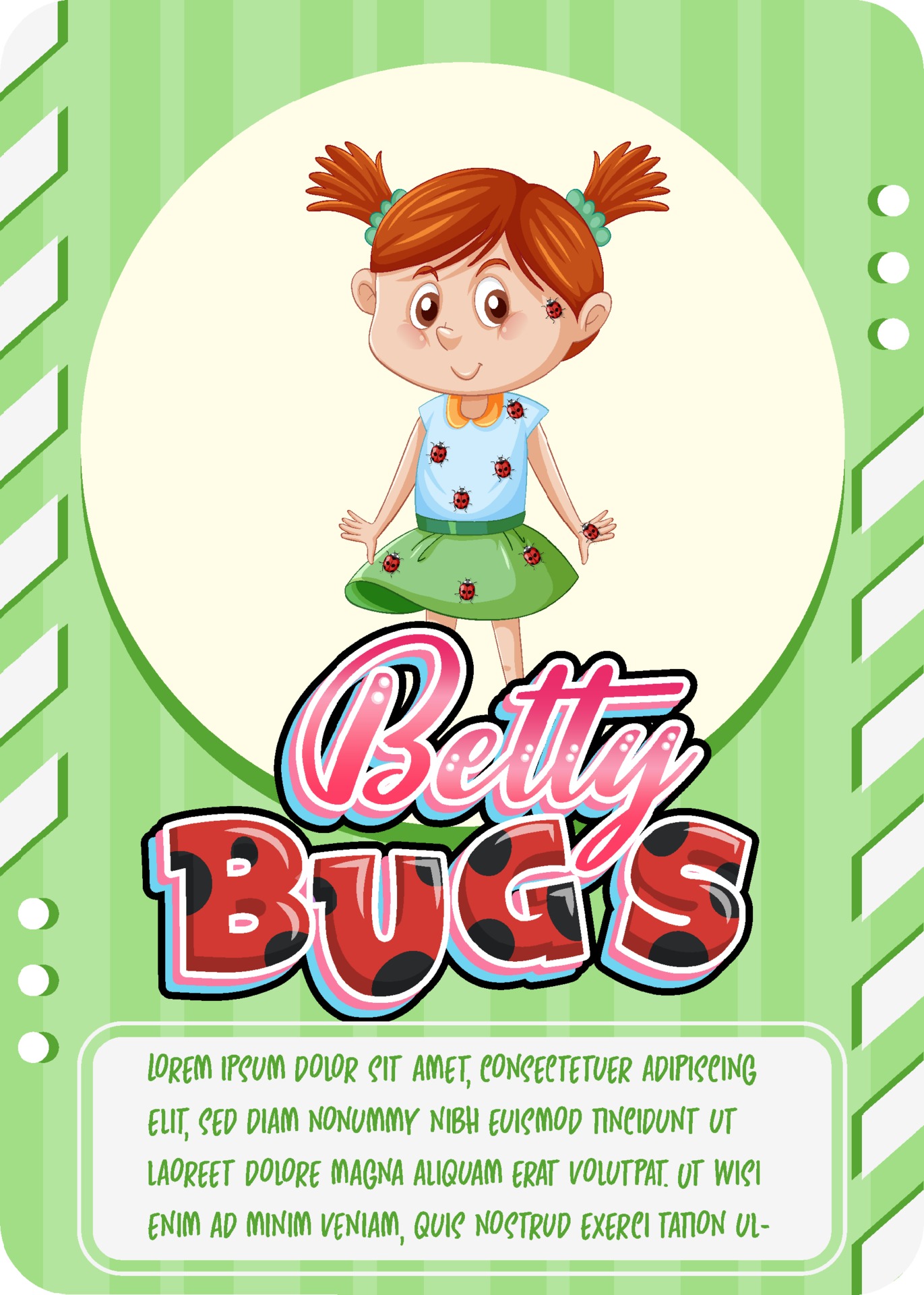 Character game card template with word Betty Bugs 22 Vector Within Playing Card Template Word