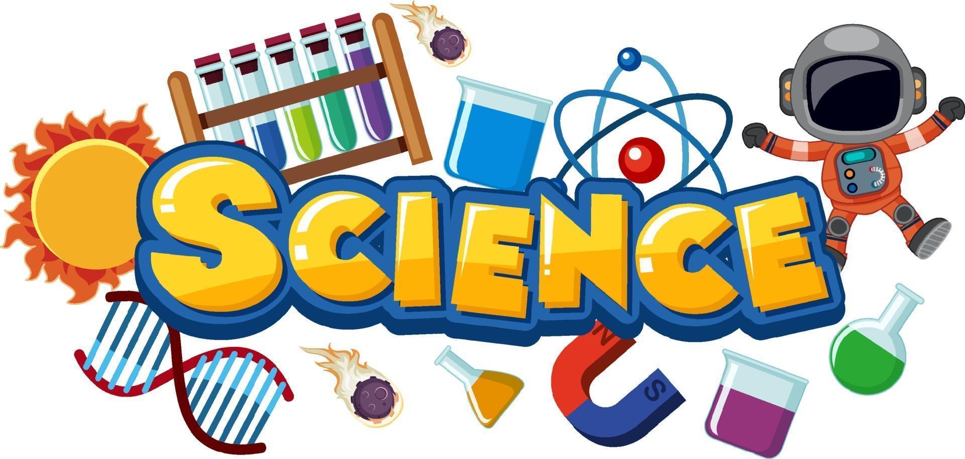 Science text icon with elements vector