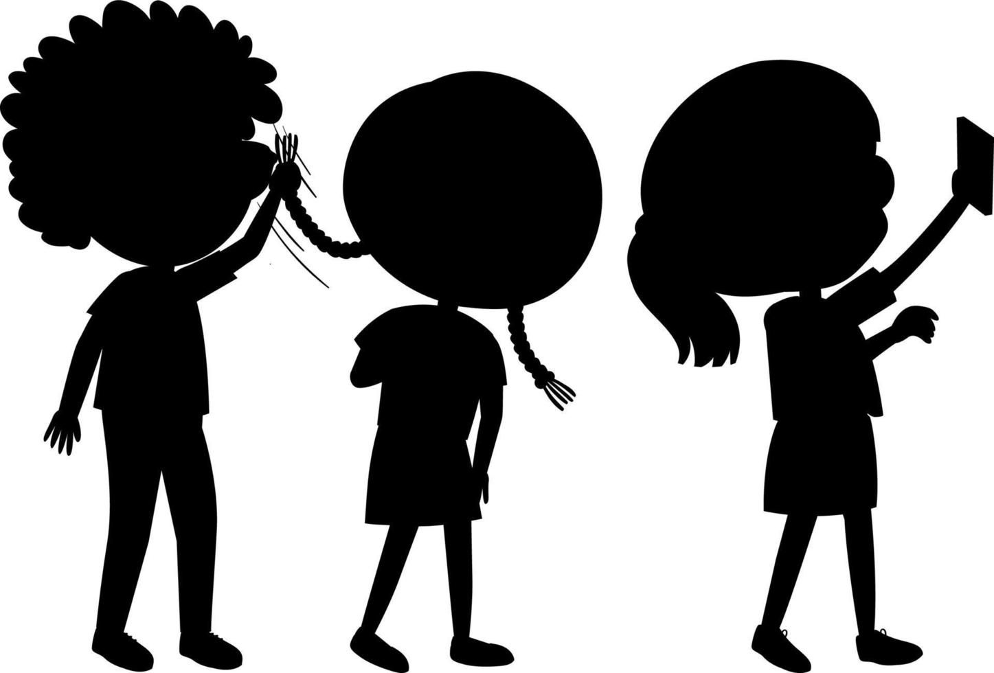 Set of kids silhouette cartoon character vector