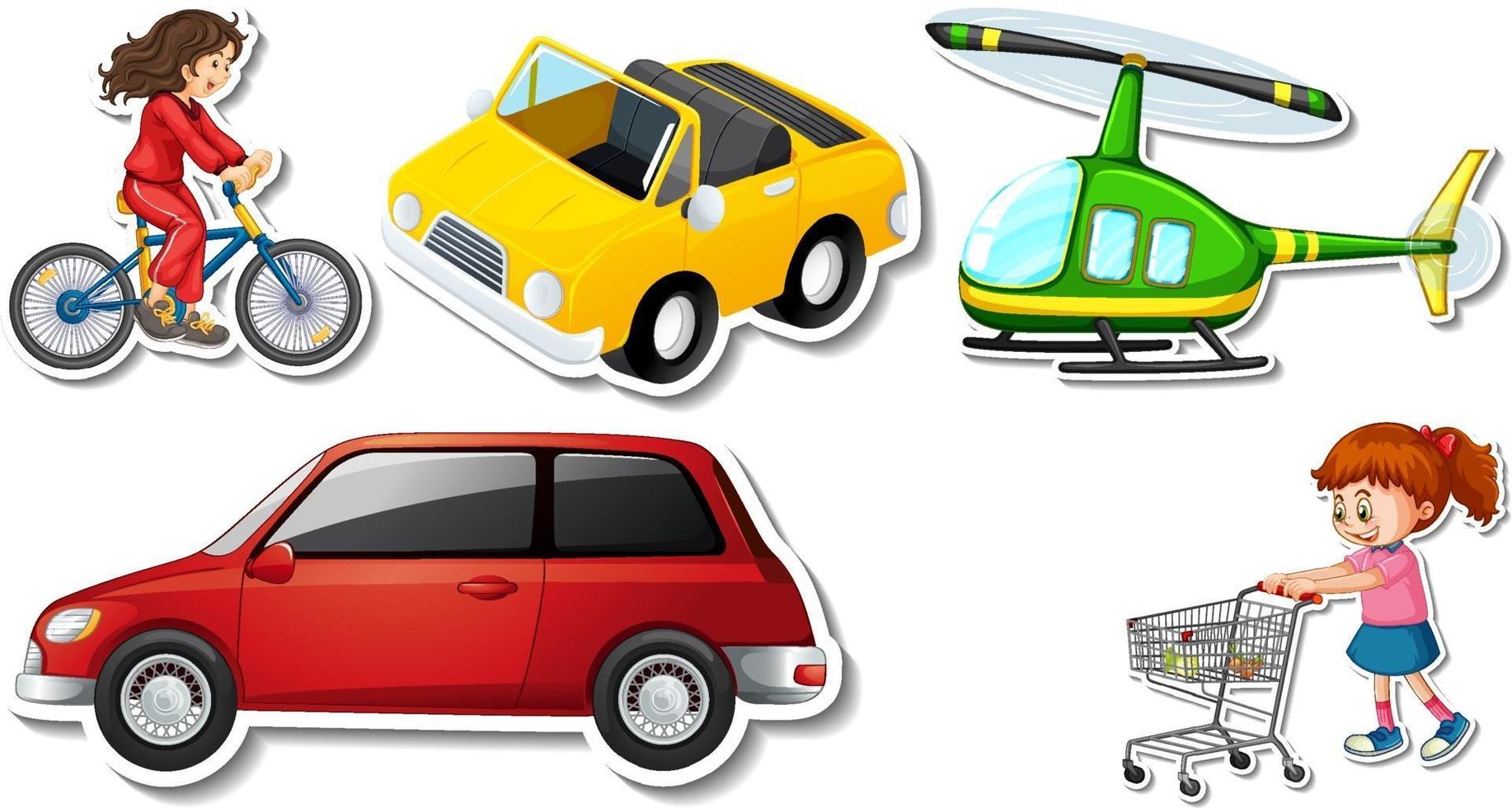 Random stickers with transportable vehicle objects vector