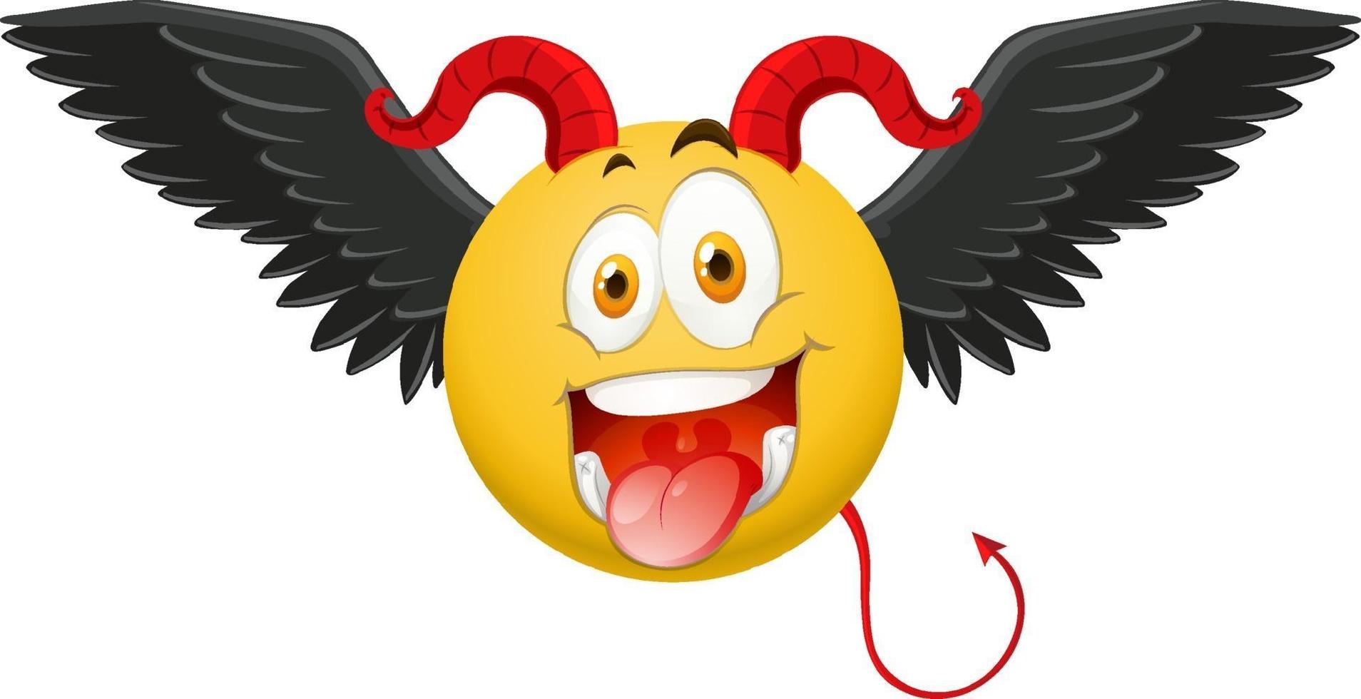 Devil emoticon with facial expression vector