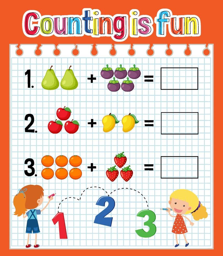 Math count number worksheet vector