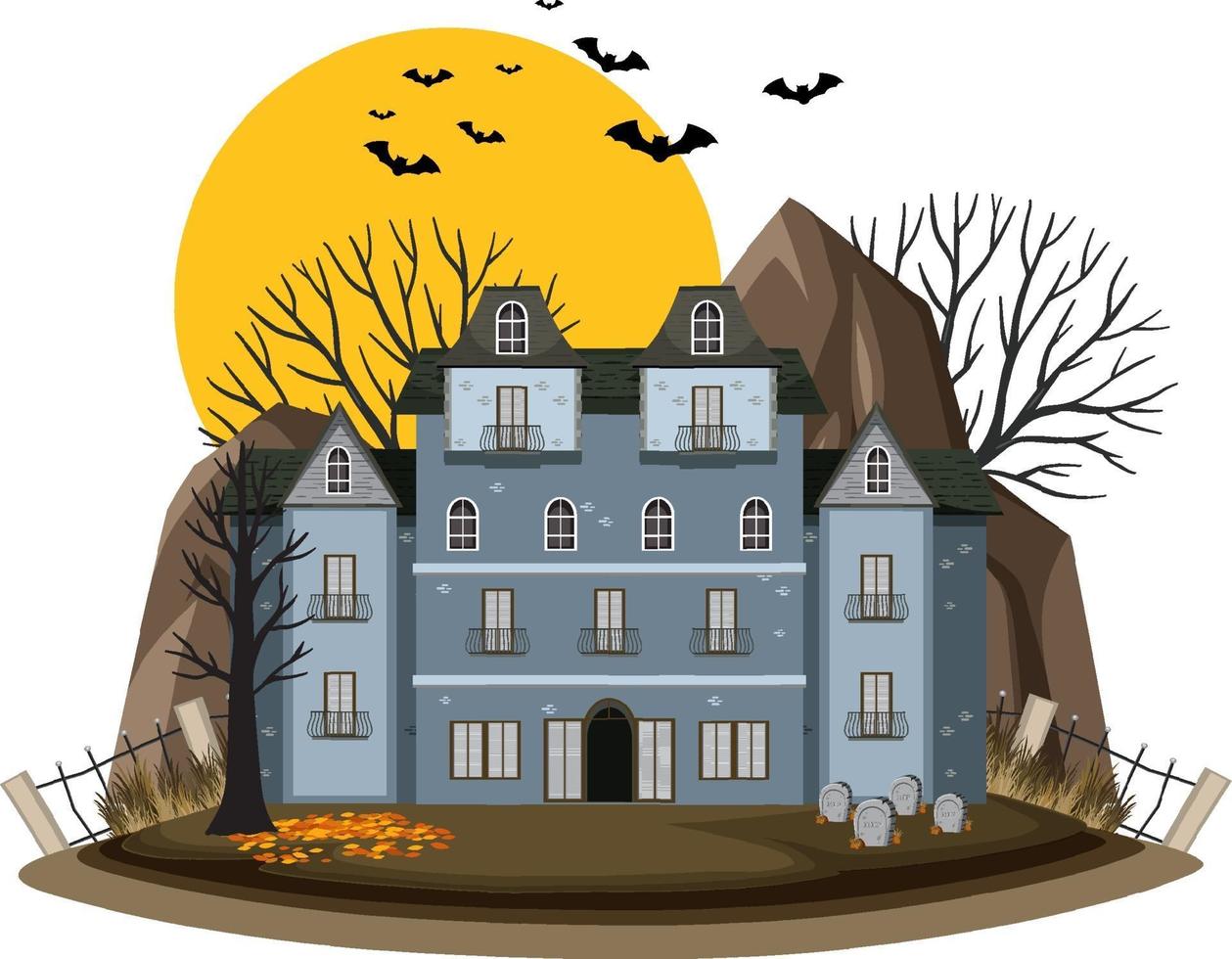 Halloween haunted house on white background vector