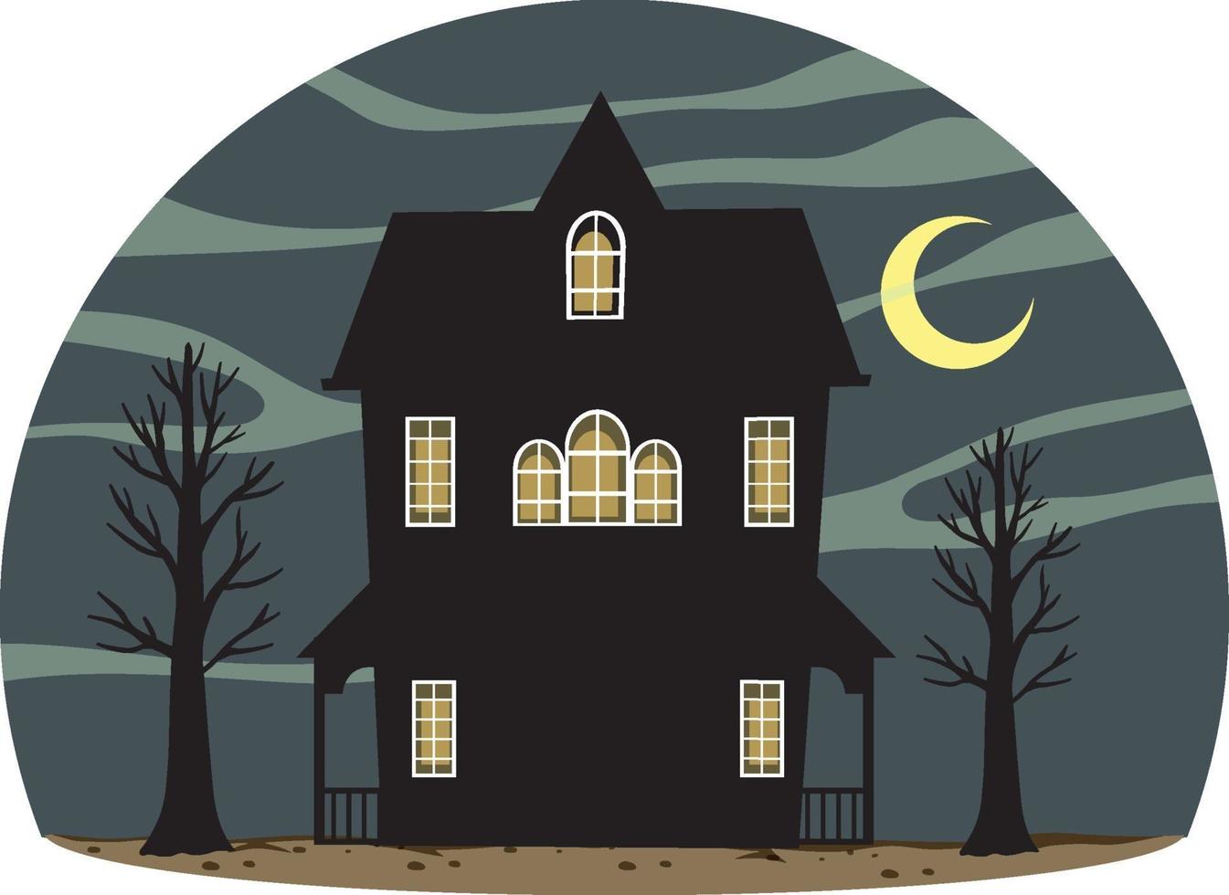 Haunted house at night scene vector